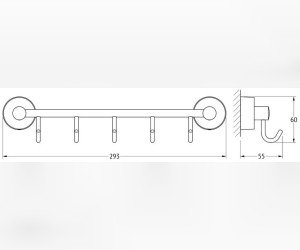 Держатель с 5-ю крючками FBS Nostalgy NOS 026 длина 30 см