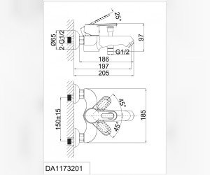 Смеситель D&K Hamburg Bayern DA1173201 для ванны и душа