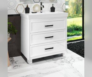 Тумба под раковину Opadiris Вегас 80 см напольная, 3 ящика, белый матовый, 00-00003682