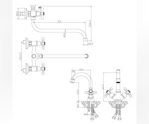 Комплект смесителей 2 в 1 Rossinka SET02-50, хром
