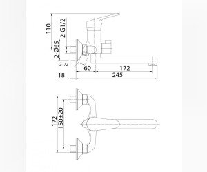 Смеситель Milardo Simp для ванны с душевым гарнитуром, хром, SIMSB02M02