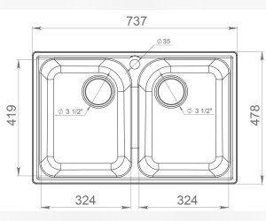 Кухонная мойка GranFest Quarz Z 15, 73.7 x 47.8 см, серый