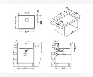 Мойка кухонная Alveus Kombino 50 U Monarch 1120361, золотой
