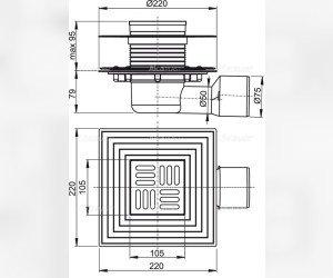 Душевой трапAlcaPlast APV3344 с боковой подводкой