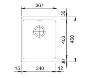 Мойка Franke KUBUS KBG 110-34, 125.0198.410, гранит, нижняя установка, цвет оникс, 36,7*46 см