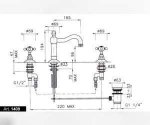 Смеситель Nicolazzi Dames Anglaises 1409DB70 для раковины
