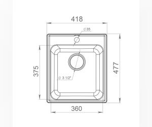 Кухонная мойка GranFest Quarz Z 17, 41.8 x 47.7 см, белый