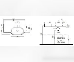 Раковина Hatria Area Y0UY 01 90*45 см правая DX