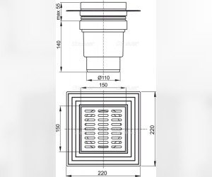 Душевой трапAlcaPlast APV13 с прямой подводкой