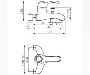 Смеситель Veragio Grazia VR.GRA-3501.BR для ванны и душа, бронза