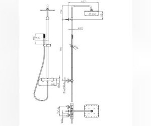 Душевой комплект Bossini Cosmo L10103.030, с термостатом, верхний душ квадратный