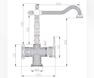 Смеситель для кухни Zorg Antic с подключением фильтра, античная бронза, A 50 KF-BR