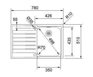 Мойка Franke ARGOS AGX 611-78, 101.0293.389, установка сверху, нержавеющая сталь, полированная, левая, 78*51 см