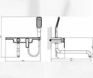 Смеситель D&K Berlin Steinbeis для ванны и душа, белый/хром, DA1453316