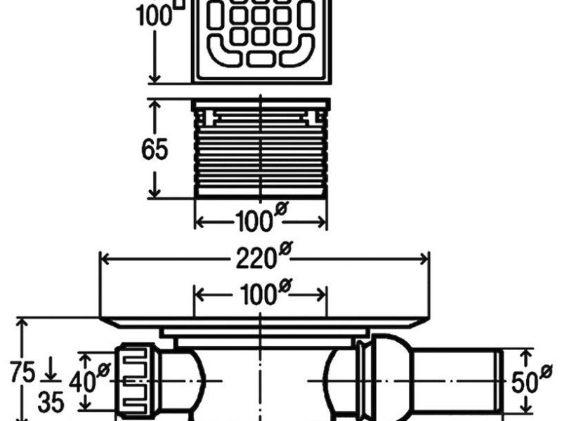 Душевой трап Viega Advantix 557119, 100 x 100 мм, с гидрозатвором, с решеткой из нержавеющей стали