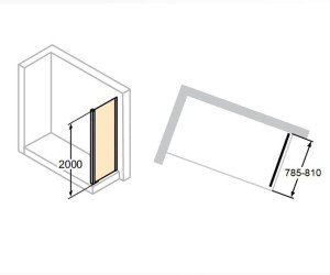 Боковая стенка для раздвижной двери Huppe Classic 2 C20510.069.321, стекло прозрачное, профиль блестящее серебро, 80 х 200 см