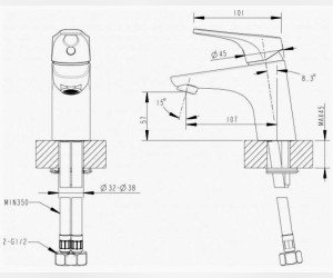 Смеситель Bravat Drop-D для раковины, хром, F148162C