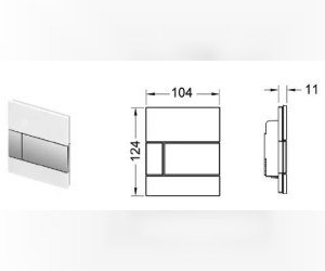 Кнопка смыва TECE Square Urinal 9 242 803, стекло зеленое, клавиша белая