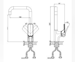Смеситель D&K Berlin.Technische DA1432495 для кухонной мойки, высокий, черный/хром