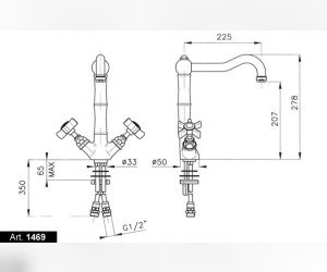 Cмеситель Nicolazzi Cucina 1469CR18 для кухни, хром/Dames Anglaises
