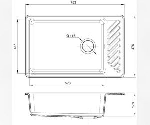 Кухонная мойка GranFest Quarz Z 51, 75.3 x 47.6 см, белый