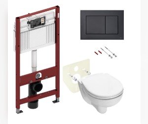 Инсталляция TECE Base K440407.WC1 с унитазом TECE V04 с кнопкой смыва TECEnow, черный матовый