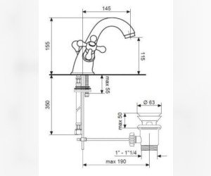 Смеситель для раковины Emmevi Deco Classic 12013OR, золото