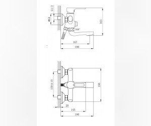 Смеситель Rossinka RS RS43-36 для ванны, с поворотным изливом 14 см, хром