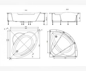 Ванна акриловая Roca Bali 150 x 150 см, 248639000, четверть круга, белый