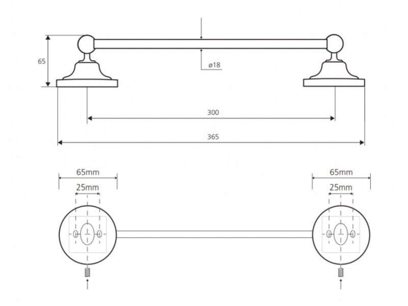 Полотенцедержатель Bemeta Retro 144304012 36.5 x 6.5 x 6.5 см, хром