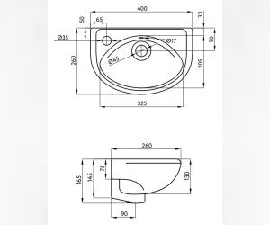 Раковина Della Glance 40 с отверстием