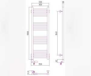 Полотенцесушитель электрический Сунержа Модус 2.0 1000 x 300, ширина 30 см, высота 100 см, МЭМ левый/правый, белый