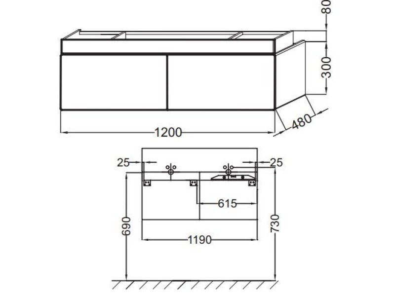 Тумба под раковину Jacob Delafon Terrace 120 см, EB1188-N23, подвесная, цвет - коричневый лак