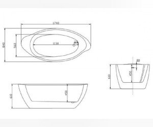 Акриловая ванна Lagard Versa Black Agate lgd-vsa-ba 174 x 84 см