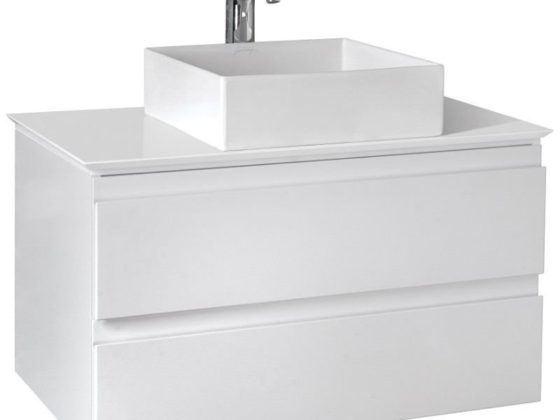 Тумба под раковину Jacob Delafon Madeleine 80 см, со столешницей и с подсветкой, белая блестящая, EB2083-J5