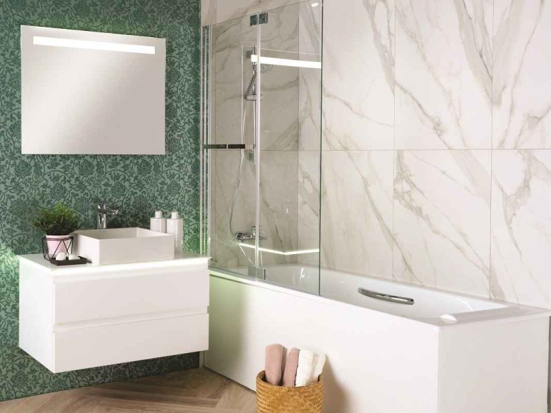 Тумба под раковину Jacob Delafon Madeleine 80 см, со столешницей и с подсветкой, белая блестящая, EB2083-J5