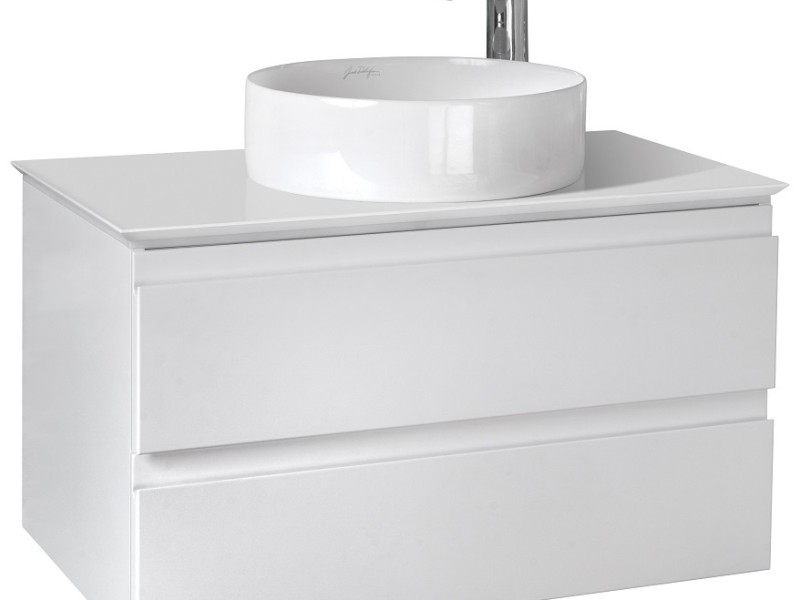 Тумба под раковину Jacob Delafon Madeleine 80 см, со столешницей и с подсветкой, белая блестящая, EB2083-J5