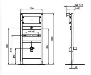 Инсталляция Ideal Standard Prosys для монтажа писсуара, серый, R016367