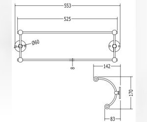 Полотенцедержатель Devon&Devon CAVENDISH WM09CR, 55,5 см, хром