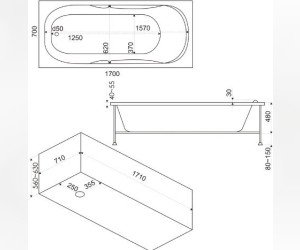 Ванна акриловая Bas Нептун 170х70, В 00026