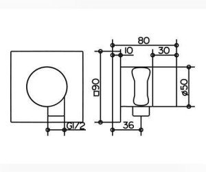 Переключатель потоков Keuco IXMO 59556 010202 на 2 потребителя, квадратная, с выводом для шланга и держателем лейки