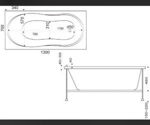 Ванна акриловая Bas Лима-Стандарт 130х70