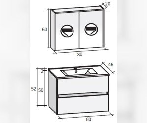 Комплект мебели Riho Porto Set 27, 80 см, цвет черный