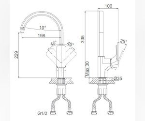 Смеситель D&K Berlin.Steinbeis DA1432426 для кухонной мойки, высокий, белый матовый