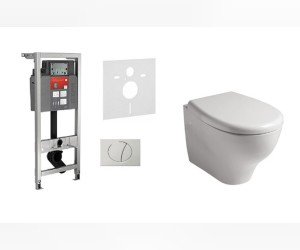 Комплект 6 в 1: 514306 Eden безободковый: Инсталляция Mepa VariVIT A31 514306 + Унитаз подвесной Galassia Eden 7212 36 x 53 см безободковый, сиденье SoftClose 7220