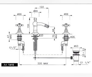 Смеситель Nicolazzi Dames Anglaises 1415CR18 для биде, хром, ручки Dames Anglaises