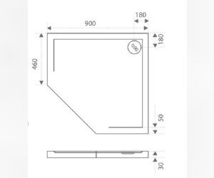 Душевой поддон Bas Пента 90 x 90 см, ЛП00010, литьевой мрамор, пятиугольный, белый