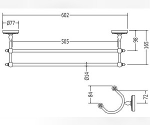 Полотенцедержатель Devon&Devon Dorothy DOR412OT, 60.2 см, латунь