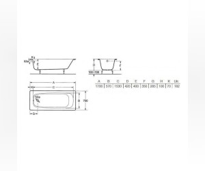 Чугунная ванна Roca Continental 170 х 70 см, 21290100R