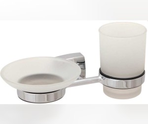 Стакан Fixsen Kvadro FX-61306+08 с мыльницей, хром